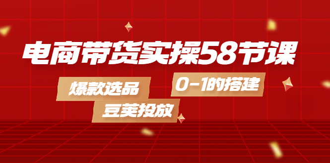 （4024期）电商带货实操58节课，爆款选品，豆荚投放，0-1的搭建_网络创业-网赚项目-副业赚钱-信息差项目-互联网创业-资源整合-创业资讯-最新网赚课程金铲子项目