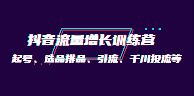 （4022期）月销1.6亿实操团队·抖音流量增长训练营：起号、选品排品、引流 千川投流等_网络创业-网赚项目-副业赚钱-信息差项目-互联网创业-资源整合-创业资讯-最新网赚课程金铲子项目