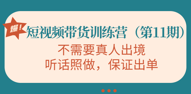 （4015期）短视频带货训练营（第11期），不需要真人出境，听话照做，保证出单_网络创业-网赚项目-副业赚钱-信息差项目-互联网创业-资源整合-创业资讯-最新网赚课程金铲子项目