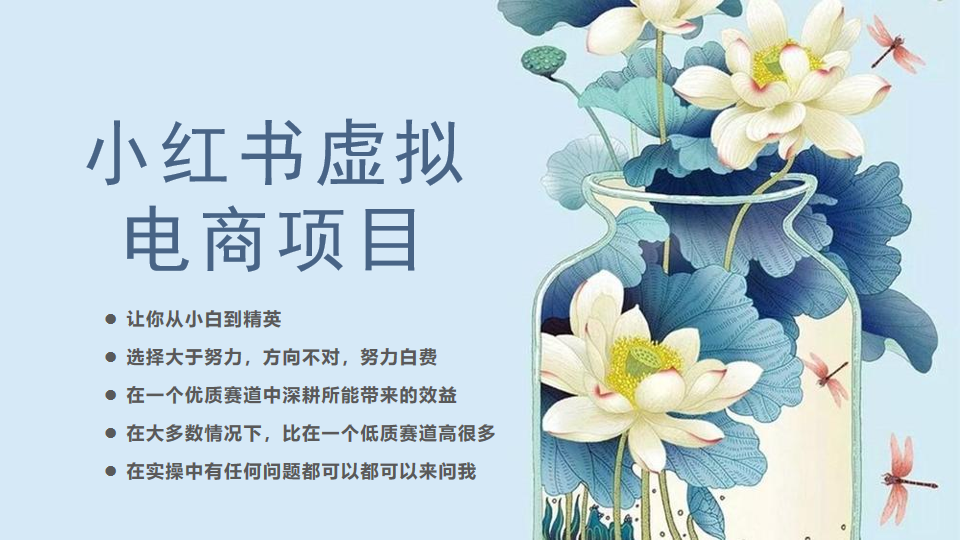 [小红书]小红书虚拟电商从0到1小白到精英（20节实操课程）_网络创业-网赚项目-副业赚钱-信息差项目-互联网创业-资源整合-创业资讯-最新网赚课程金铲子项目