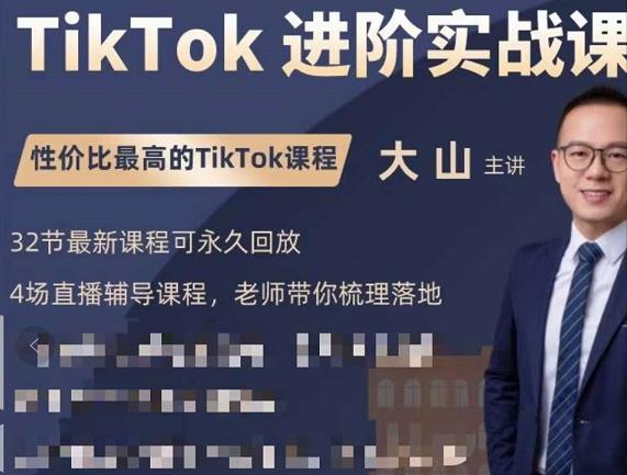 大山老师TikTok进阶实战课：账号详解，流量运营，实战变现，助力你成功出海_网络创业-网赚项目-副业赚钱-信息差项目-互联网创业-资源整合-创业资讯-最新网赚课程金铲子项目
