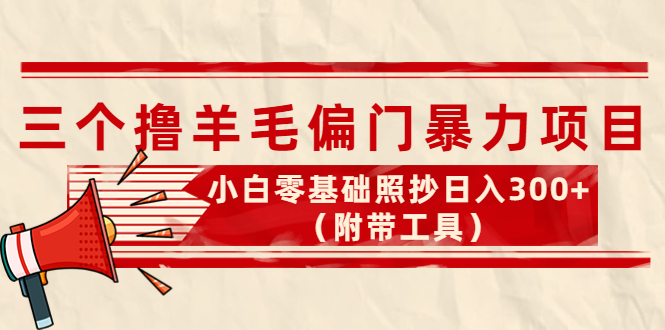 （4110期）外面卖998的三个撸羊毛偏门暴力项目，小白零基础照抄日入300+（附带工具）_网络创业-网赚项目-副业赚钱-信息差项目-互联网创业-资源整合-创业资讯-最新网赚课程金铲子项目