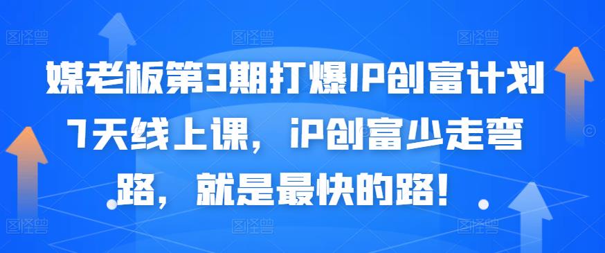 媒老板第3期打爆IP创富计划7天线上课，iP创富少走弯路，就是最快的路！_网络创业-网赚项目-副业赚钱-信息差项目-互联网创业-资源整合-创业资讯-最新网赚课程金铲子项目