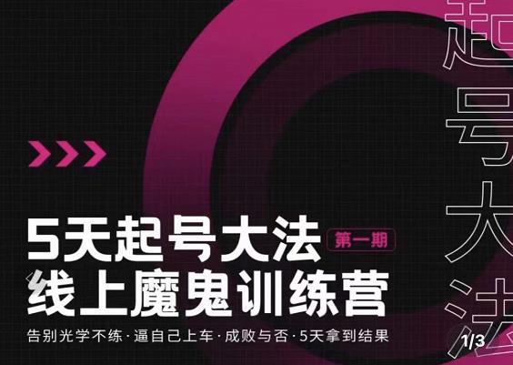 大播·五天起号魔鬼训练营，告别光学不练，逼自己上车，成败与否，5天拿到结果_网络创业-网赚项目-副业赚钱-信息差项目-互联网创业-资源整合-创业资讯-最新网赚课程金铲子项目