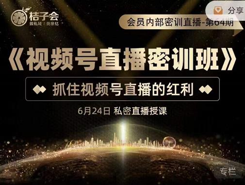 桔子会《视频号直播密训班》，抓住视频号直播的红利 价值12800_网络创业-网赚项目-副业赚钱-信息差项目-互联网创业-资源整合-创业资讯-最新网赚课程金铲子项目