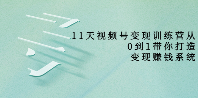 11天视频号变现训练营，从0到1打造变现赚钱系统（价值398元）_网络创业-网赚项目-副业赚钱-信息差项目-互联网创业-资源整合-创业资讯-最新网赚课程金铲子项目