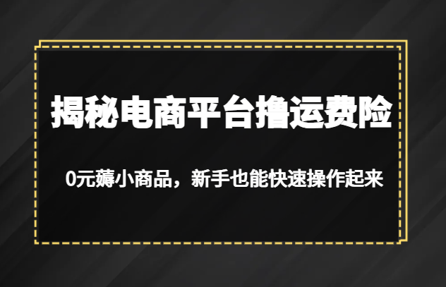 揭秘电商平台撸运费险，0元薅小商品，新手也能快速操作起来_网络创业-网赚项目-副业赚钱-信息差项目-互联网创业-资源整合-创业资讯-最新网赚课程金铲子项目