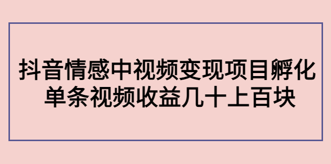 （4282期）黄岛主副业孵化营第5期：抖音情感中视频变现项目孵化 单条视频收益几十上百_网络创业-网赚项目-副业赚钱-信息差项目-互联网创业-资源整合-创业资讯-最新网赚课程金铲子项目