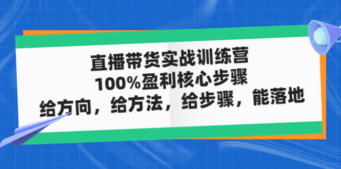 （4785期）直播带货实战训练营：100%盈利核心步骤，给方向，给方法，给步骤，能落地_网络创业-网赚项目-副业赚钱-信息差项目-互联网创业-资源整合-创业资讯-最新网赚课程金铲子项目