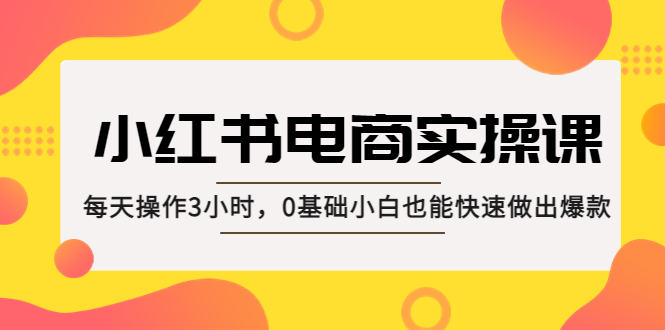 （5190期）小红书·电商实操课：每天操作3小时，0基础小白也能快速做出爆款！_网络创业-网赚项目-副业赚钱-信息差项目-互联网创业-资源整合-创业资讯-最新网赚课程金铲子项目