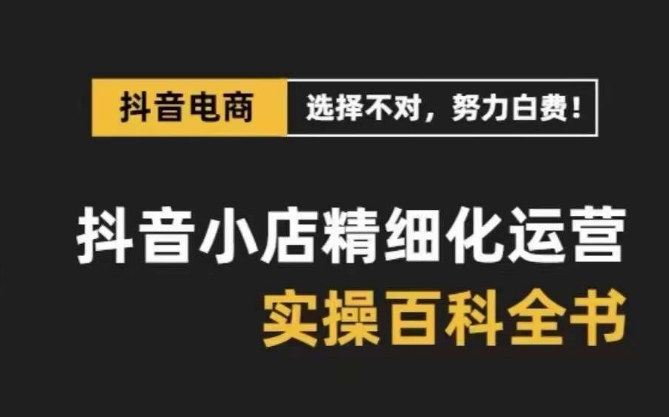 抖音小店精细化运营-百科全书，保姆级运营实战讲解（28节课）_网络创业-网赚项目-副业赚钱-信息差项目-互联网创业-资源整合-创业资讯-最新网赚课程金铲子项目
