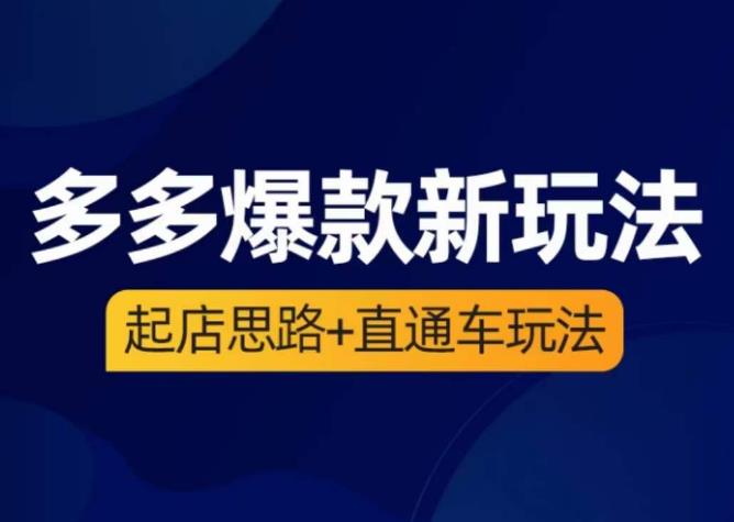 海神·多多爆款新玩法，​起店思路+直通车玩法（3节精华课）_网络创业-网赚项目-副业赚钱-信息差项目-互联网创业-资源整合-创业资讯-最新网赚课程金铲子项目