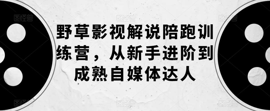 野草影视解说陪跑训练营，从新手进阶到成熟自媒体达人_网络创业-网赚项目-副业赚钱-信息差项目-互联网创业-资源整合-创业资讯-最新网赚课程金铲子项目