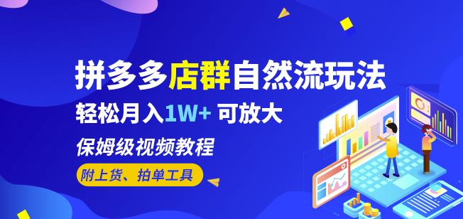 拼多多店群自然流玩法，轻松月入1W+保姆级视频教程（附上货、拍单工具）_网络创业-网赚项目-副业赚钱-信息差项目-互联网创业-资源整合-创业资讯-最新网赚课程金铲子项目
