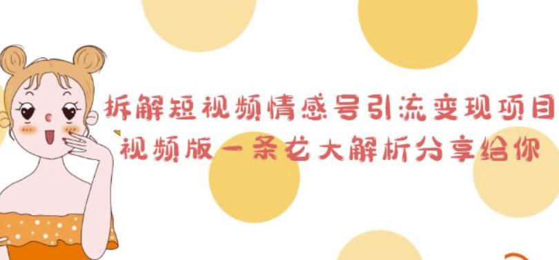 拆解短视频情感号引流变现项目，视频版一条龙大解析分享给你_网络创业-网赚项目-副业赚钱-信息差项目-互联网创业-资源整合-创业资讯-最新网赚课程金铲子项目