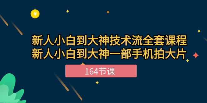 新手小白到大神技术流全套课程，新人小白到大神一部手机拍大片（164节）_网络创业-网赚项目-副业赚钱-信息差项目-互联网创业-资源整合-创业资讯-最新网赚课程金铲子项目