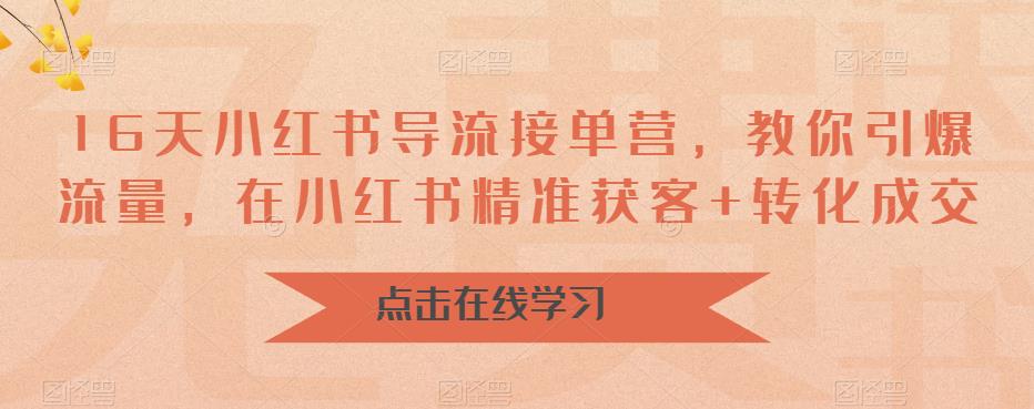 （6523期）16天-小红书 导流接单营，教你引爆流量，在小红书精准获客+转化成交_网络创业-网赚项目-副业赚钱-信息差项目-互联网创业-资源整合-创业资讯-最新网赚课程金铲子项目
