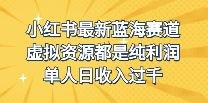 （6721期）外面收费1980的小红书最新蓝海赛道，虚拟资源都是纯利润，单人日收入过千_网络创业-网赚项目-副业赚钱-信息差项目-互联网创业-资源整合-创业资讯-最新网赚课程金铲子项目