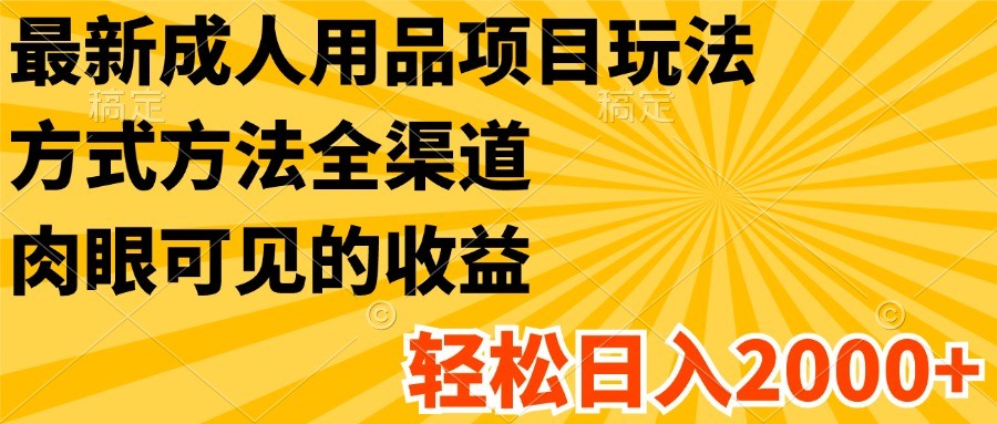 最新成人用品项目玩法，方式方法全渠道，肉眼可见的收益，轻松日入2000+_网络创业-网赚项目-副业赚钱-信息差项目-互联网创业-资源整合-创业资讯-最新网赚课程金铲子项目