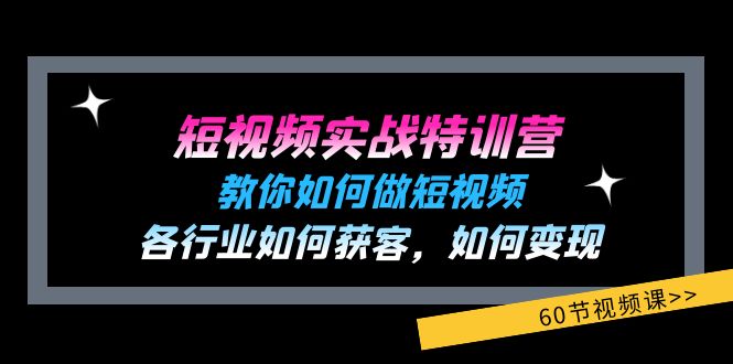 短视频实战特训营：教你如何做短视频，各行业如何获客，如何变现 (60节)_网络创业-网赚项目-副业赚钱-信息差项目-互联网创业-资源整合-创业资讯-最新网赚课程金铲子项目