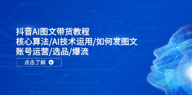 抖音AI图文带货教程：核心算法/AI技术运用/如何发图文/账号运营/选品/爆流_网络创业-网赚项目-副业赚钱-信息差项目-互联网创业-资源整合-创业资讯-最新网赚课程金铲子项目