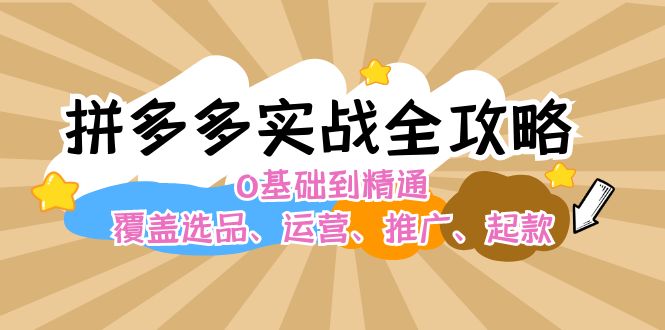 拼多多实战全攻略：0基础到精通，覆盖选品、运营、推广、起款_网络创业-网赚项目-副业赚钱-信息差项目-互联网创业-资源整合-创业资讯-最新网赚课程金铲子项目