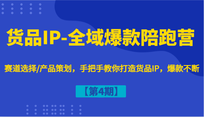 货品IP-全域爆款陪跑营【第4期】赛道选择/产品策划，手把手教你打造货品IP，爆款不断_网络创业-网赚项目-副业赚钱-信息差项目-互联网创业-资源整合-创业资讯-最新网赚课程金铲子项目