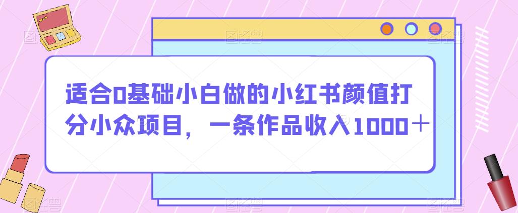 适合0基础小白做的小红书颜值打分小众项目，一条作品收入1000＋【揭秘】_网络创业-网赚项目-副业赚钱-信息差项目-互联网创业-资源整合-创业资讯-最新网赚课程金铲子项目
