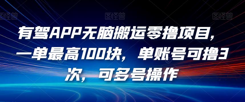 有驾APP无脑搬运零撸项目，一单最高100块，单账号可撸3次，可多号操作【揭秘】_网络创业-网赚项目-副业赚钱-信息差项目-互联网创业-资源整合-创业资讯-最新网赚课程金铲子项目