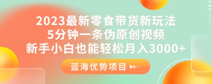 2023最新零食带货新玩法，5分钟一条伪原创视频，新手小白也能轻松月入3000+【揭秘】_网络创业-网赚项目-副业赚钱-信息差项目-互联网创业-资源整合-创业资讯-最新网赚课程金铲子项目