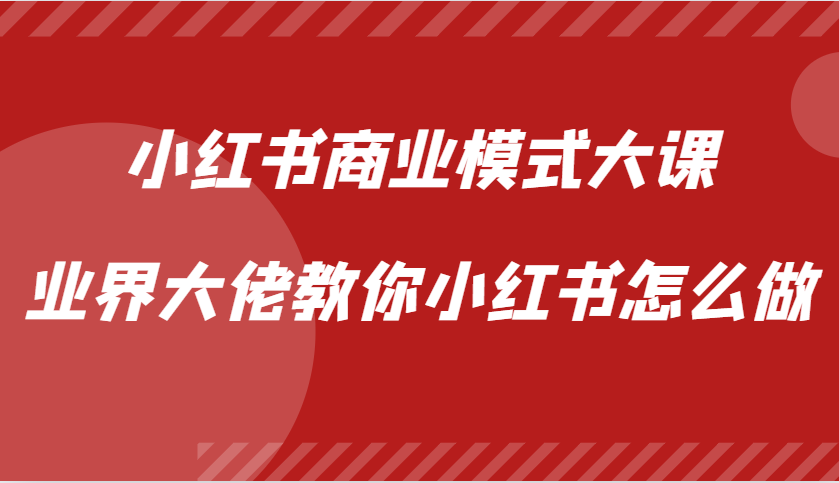 小红书商业模式大课，业界大佬教你小红书怎么做【视频课】_网络创业-网赚项目-副业赚钱-信息差项目-互联网创业-资源整合-创业资讯-最新网赚课程金铲子项目
