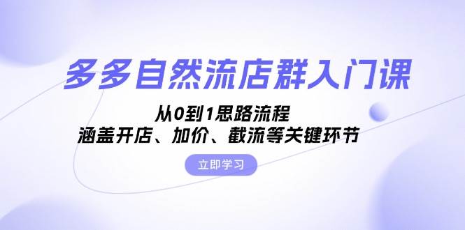 多多自然流店群入门课，从0到1思路流程，涵盖开店、加价、截流等关键环节_网络创业-网赚项目-副业赚钱-信息差项目-互联网创业-资源整合-创业资讯-最新网赚课程金铲子项目
