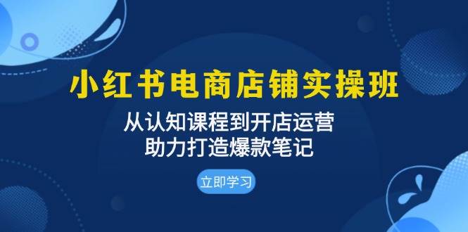小红书电商店铺实操班：从认知课程到开店运营，助力打造爆款笔记_网络创业-网赚项目-副业赚钱-信息差项目-互联网创业-资源整合-创业资讯-最新网赚课程金铲子项目