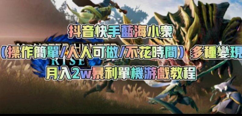 抖音快手蓝海小众（操作简单人人可做不花时间）多种变现月入2w＋暴利单机游戏教程_网络创业-网赚项目-副业赚钱-信息差项目-互联网创业-资源整合-创业资讯-最新网赚课程金铲子项目