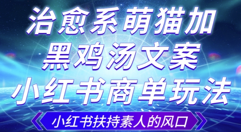 治愈系萌猫加+黑鸡汤文案，小红书商单玩法，3~10天涨到1000粉，一单200左右_网络创业-网赚项目-副业赚钱-信息差项目-互联网创业-资源整合-创业资讯-最新网赚课程金铲子项目