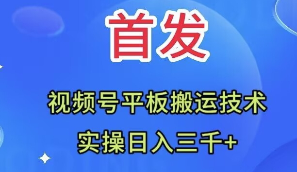 （7843期）全网首发：视频号平板搬运技术，实操日入三千＋_网络创业-网赚项目-副业赚钱-信息差项目-互联网创业-资源整合-创业资讯-最新网赚课程金铲子项目