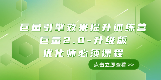 （7887期）巨量引擎·效果提升训练营：巨量2.0-升级版，优化师必须课程（111节课）_网络创业-网赚项目-副业赚钱-信息差项目-互联网创业-资源整合-创业资讯-最新网赚课程金铲子项目