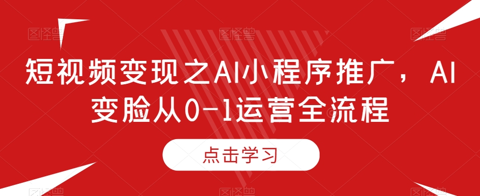 短视频变现之AI小程序推广，AI变脸从0-1运营全流程_网络创业-网赚项目-副业赚钱-信息差项目-互联网创业-资源整合-创业资讯-最新网赚课程金铲子项目