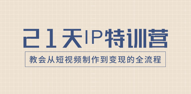 （8223期）21天IP特训营，教会从短视频制作到变现的全流程_网络创业-网赚项目-副业赚钱-信息差项目-互联网创业-资源整合-创业资讯-最新网赚课程金铲子项目
