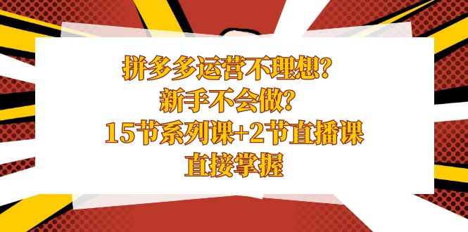 （8479期）拼多多运营不理想？新手不会做？15节系列课+2节直播课，直接掌握_网络创业-网赚项目-副业赚钱-信息差项目-互联网创业-资源整合-创业资讯-最新网赚课程金铲子项目