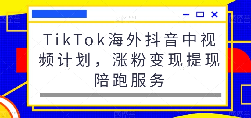 TikTok海外抖音中视频计划，涨粉变现提现陪跑服务_网络创业-网赚项目-副业赚钱-信息差项目-互联网创业-资源整合-创业资讯-最新网赚课程金铲子项目