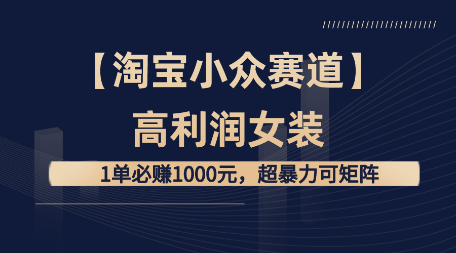 （8608期）【淘宝小众赛道】高利润女装：1单必赚1000元，超暴力可矩阵_网络创业-网赚项目-副业赚钱-信息差项目-互联网创业-资源整合-创业资讯-最新网赚课程金铲子项目