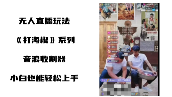 （8661期）打海椒无人直播整蛊项目，小白轻松上手撸音浪收割器（教程+工具+素材）_网络创业-网赚项目-副业赚钱-信息差项目-互联网创业-资源整合-创业资讯-最新网赚课程金铲子项目