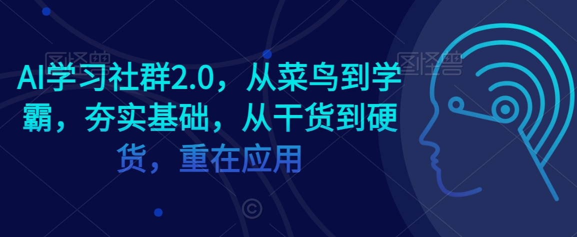 AI学习社群2.0，从菜鸟到学霸，夯实基础，从干货到硬货，重在应用_网络创业-网赚项目-副业赚钱-信息差项目-互联网创业-资源整合-创业资讯-最新网赚课程金铲子项目