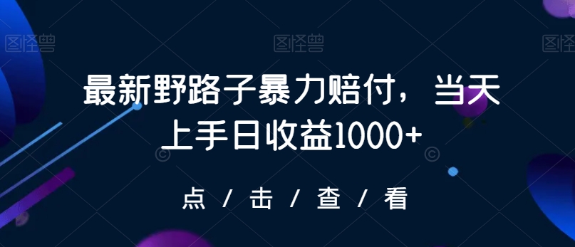 最新野路子暴力赔付，当天上手日收益1000+【仅揭秘】_网络创业-网赚项目-副业赚钱-信息差项目-互联网创业-资源整合-创业资讯-最新网赚课程金铲子项目