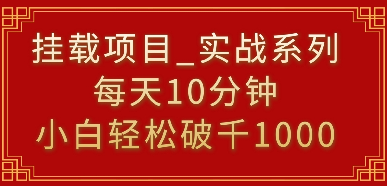 挂载项目，小白轻松破1000，每天10分钟，实战系列保姆级教程_网络创业-网赚项目-副业赚钱-信息差项目-互联网创业-资源整合-创业资讯-最新网赚课程金铲子项目