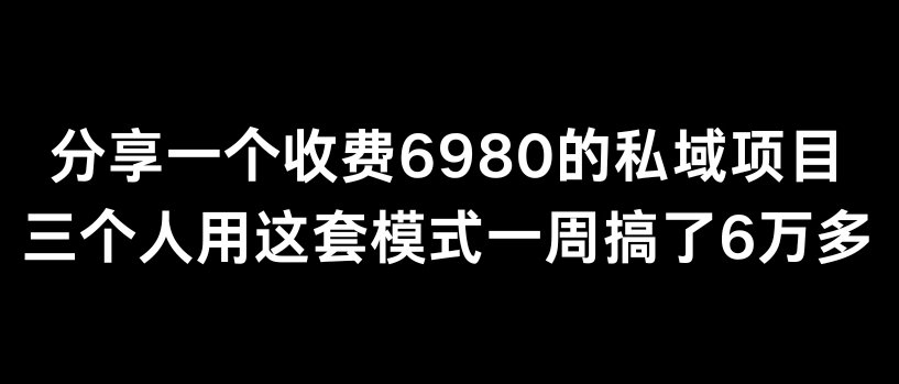 分享一个外面卖6980的私域项目三个人用这套模式一周搞了6万多_网络创业-网赚项目-副业赚钱-信息差项目-互联网创业-资源整合-创业资讯-最新网赚课程金铲子项目