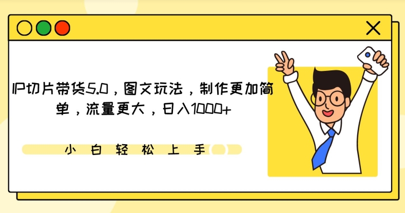 IP切片带货5.0，图文玩法，制作更加简单，流量更大，日入1000+_网络创业-网赚项目-副业赚钱-信息差项目-互联网创业-资源整合-创业资讯-最新网赚课程金铲子项目