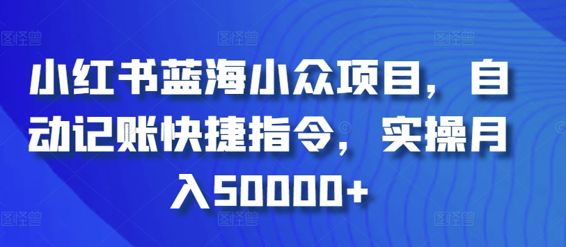 小红书蓝海小众项目，自动记账快捷指令，实操月入50000+_网络创业-网赚项目-副业赚钱-信息差项目-互联网创业-资源整合-创业资讯-最新网赚课程金铲子项目