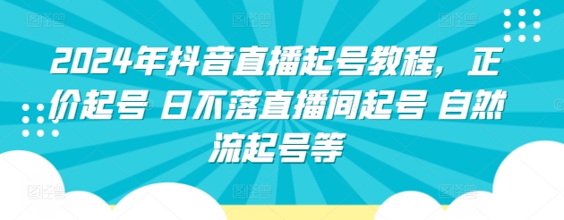 2024年抖音直播起号教程，正价起号 日不落直播间起号 自然流起号等_网络创业-网赚项目-副业赚钱-信息差项目-互联网创业-资源整合-创业资讯-最新网赚课程金铲子项目